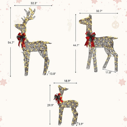 3D Christmas Rattan Deer Outdoor Decor with Upgraded Timer&Remote Control