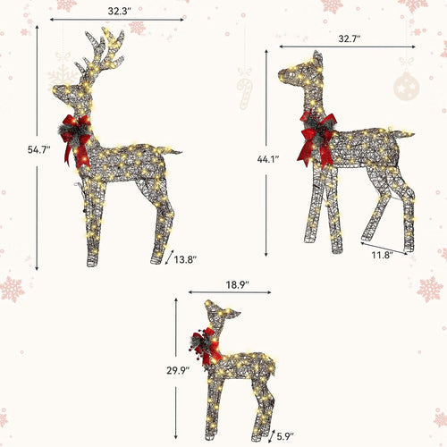 3D Christmas Rattan Deer Outdoor Decor with Upgraded Timer&Remote Control