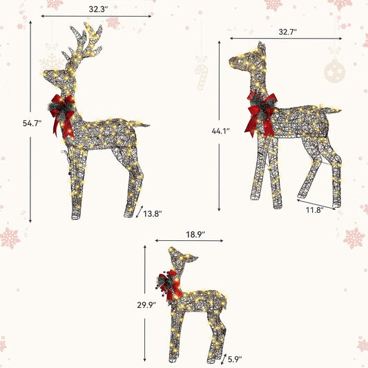 3D Christmas Rattan Deer Outdoor Decor with Upgraded Timer&Remote Control