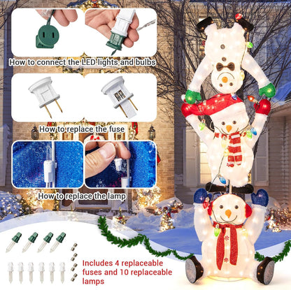 Tangkula 5.6 FT Lighted Christmas Stacked Snowman, 3D Xmas Light-up Snowman