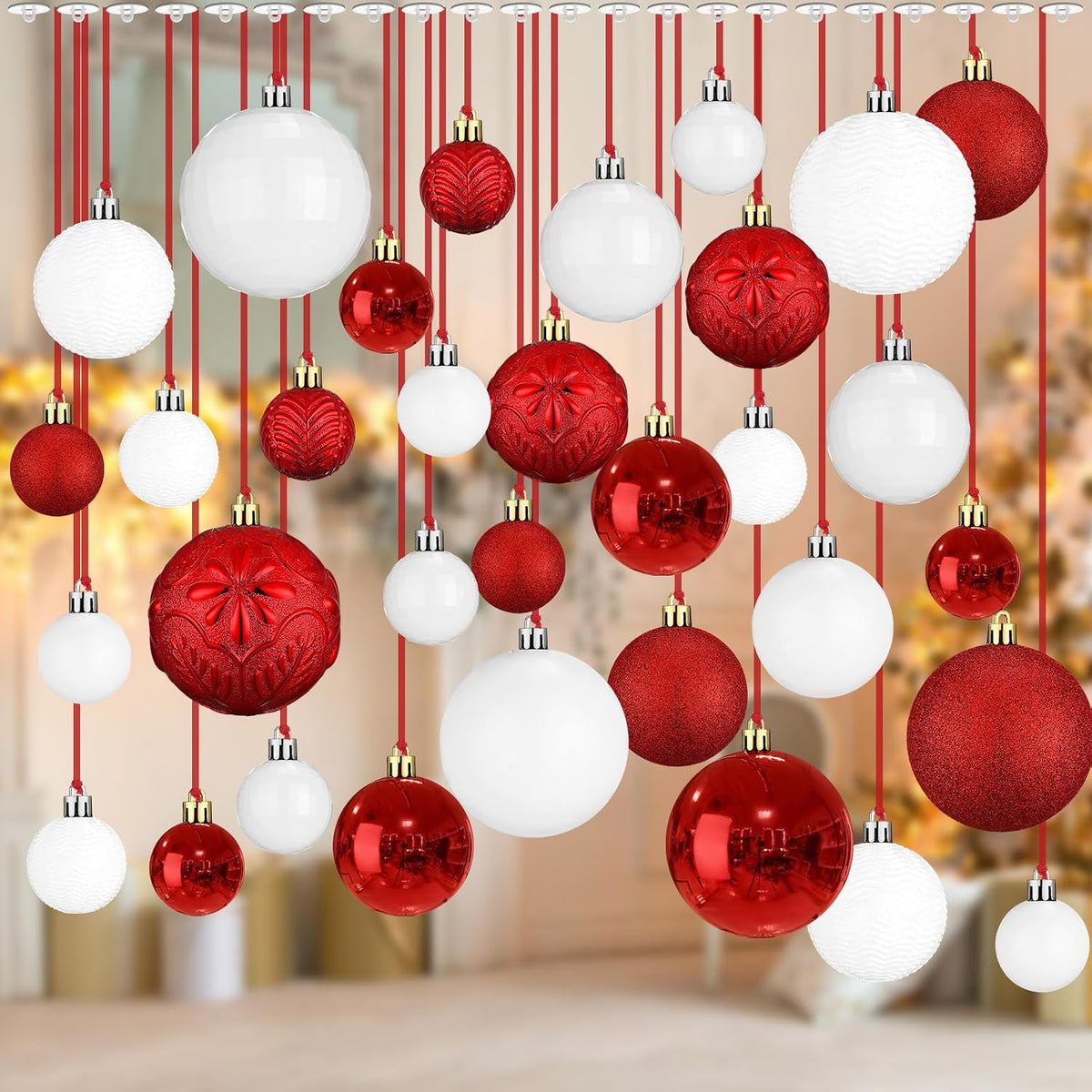 36 Pcs Christmas Balls Ornaments for Ceiling, Red, Gold