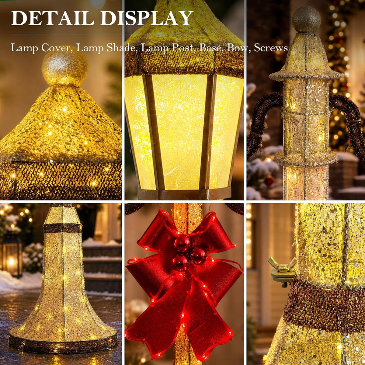 DrVIBES 5FT Lighted Outdoor Christmas Double-Head Lamp Post Decorations