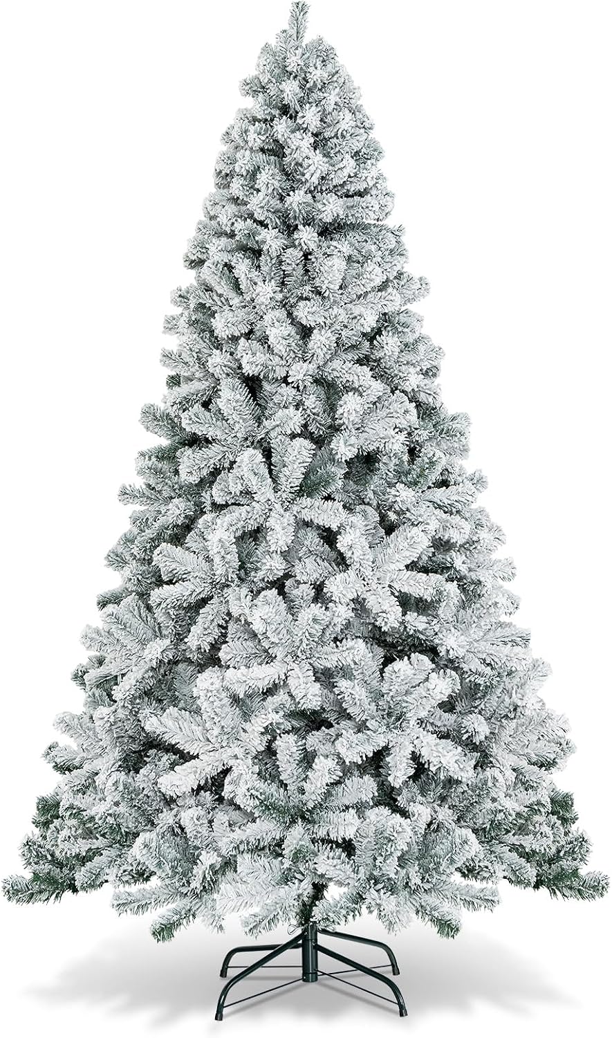 HAPPYGRILL 6FT Artificial Christmas Tree, Unlit Xmas Pine Tree, Metal Stand