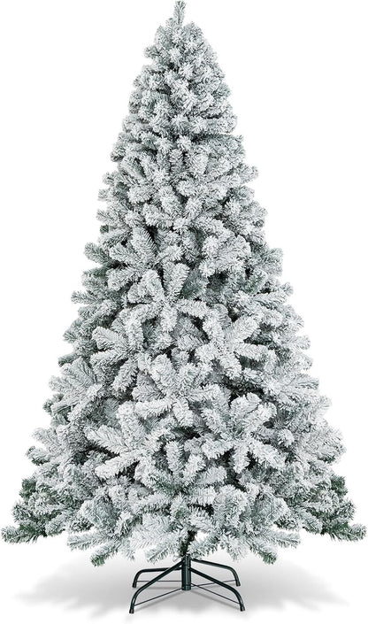 HAPPYGRILL 6FT Artificial Christmas Tree, Unlit Xmas Pine Tree, Metal Stand
