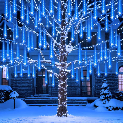 Christmas Outdoor Meteor Shower Lights 16-Tube 384LEDs Falling Rain Lights