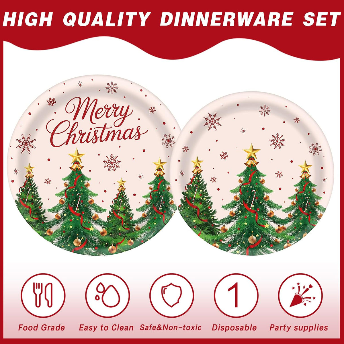 168 Pcs Christmas Party Supplies, Xmas Tree Themed Party Set