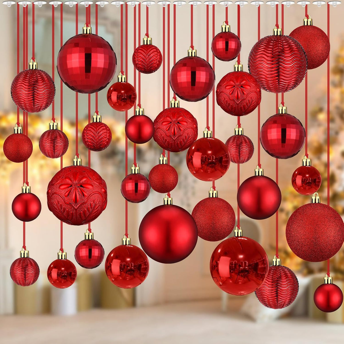 36 Pcs Christmas Balls Ornaments for Ceiling, Red, Gold