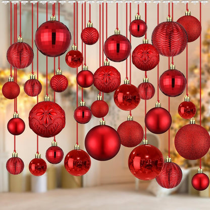 36 Pcs Christmas Balls Ornaments for Ceiling, Red, Gold
