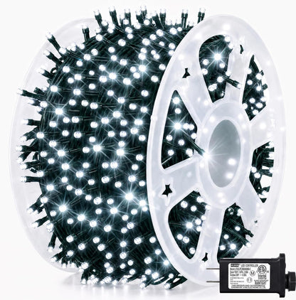 Dazzle Bright Outdoor Christmas String Lights, 1000 LED 328 FT Plug in Fairy Light with Remote Control 8 Modes & Timer, Waterproof Decoration for Home Garden Yard Xmas Wedding, Warm White