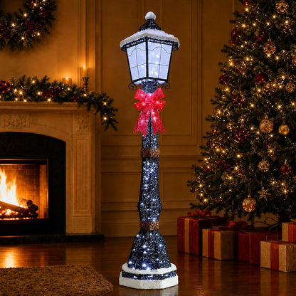 DrVIBES 5FT Lighted Outdoor Christmas Double-Head Lamp Post Decorations