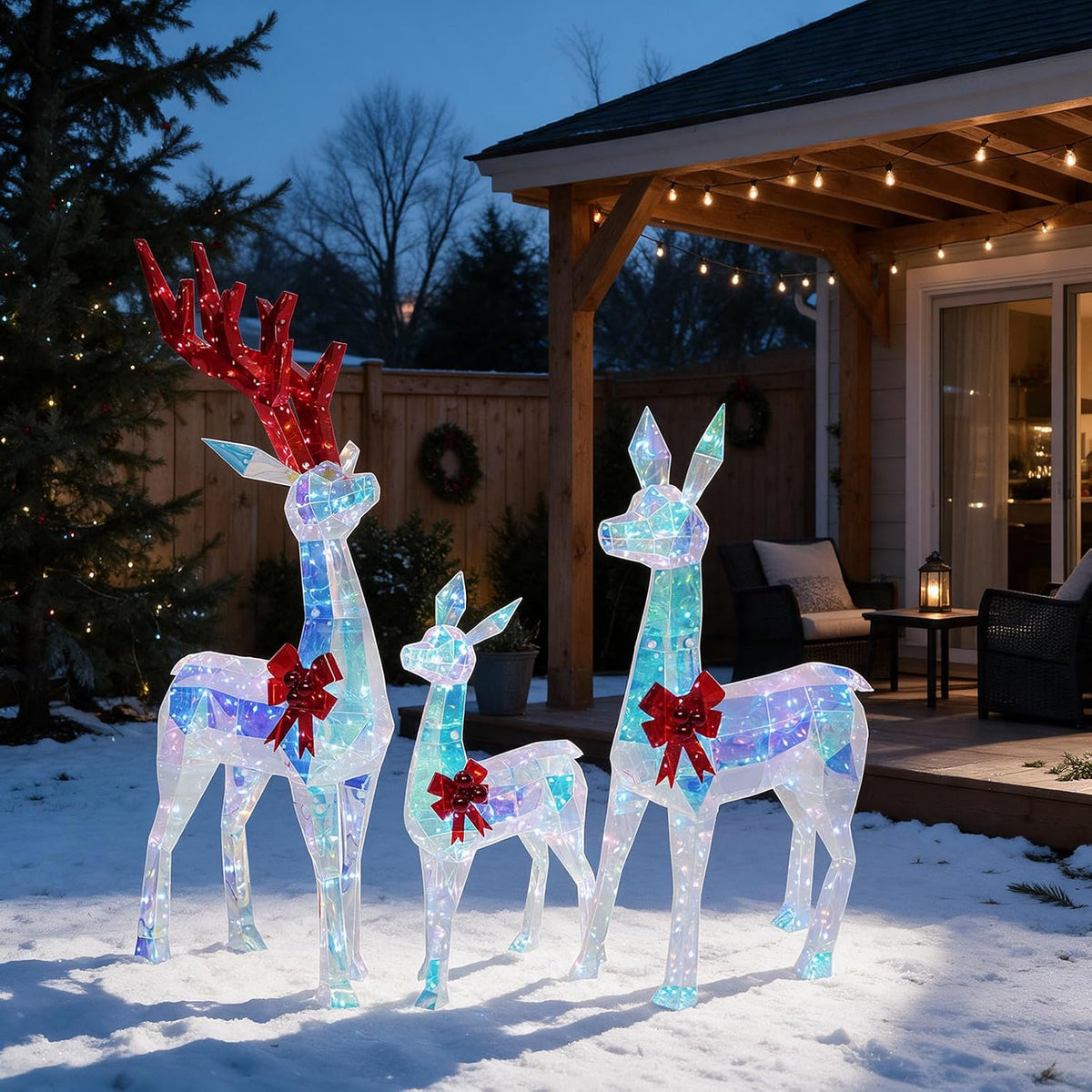 Hykolity 3.7 FT Collapsible Pop-Up 3D Lighted Snowman Family Set of 3, Outdoor Christmas Snowman Decorations with 250 Warm White LED Lights for Yard, Lawn and Porch