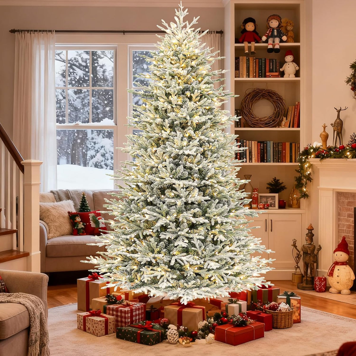 Hykolity 7.5 ft Prelit Christmas Tree with Realistic PE Foliage
