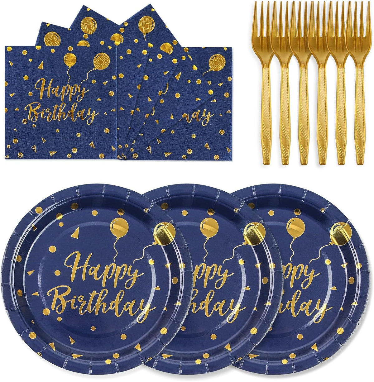 Paper Plates and Napkins Set, Red and Gold Dot, 75PCS, Serves 25
