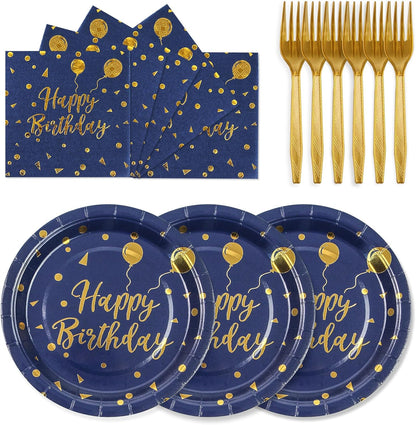 Paper Plates and Napkins Set, Red and Gold Dot, 75PCS, Serves 25