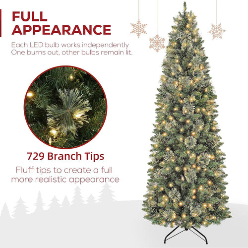 Hykolity 7.5 ft Slim Prelit Christmas Tree with Pine Needle