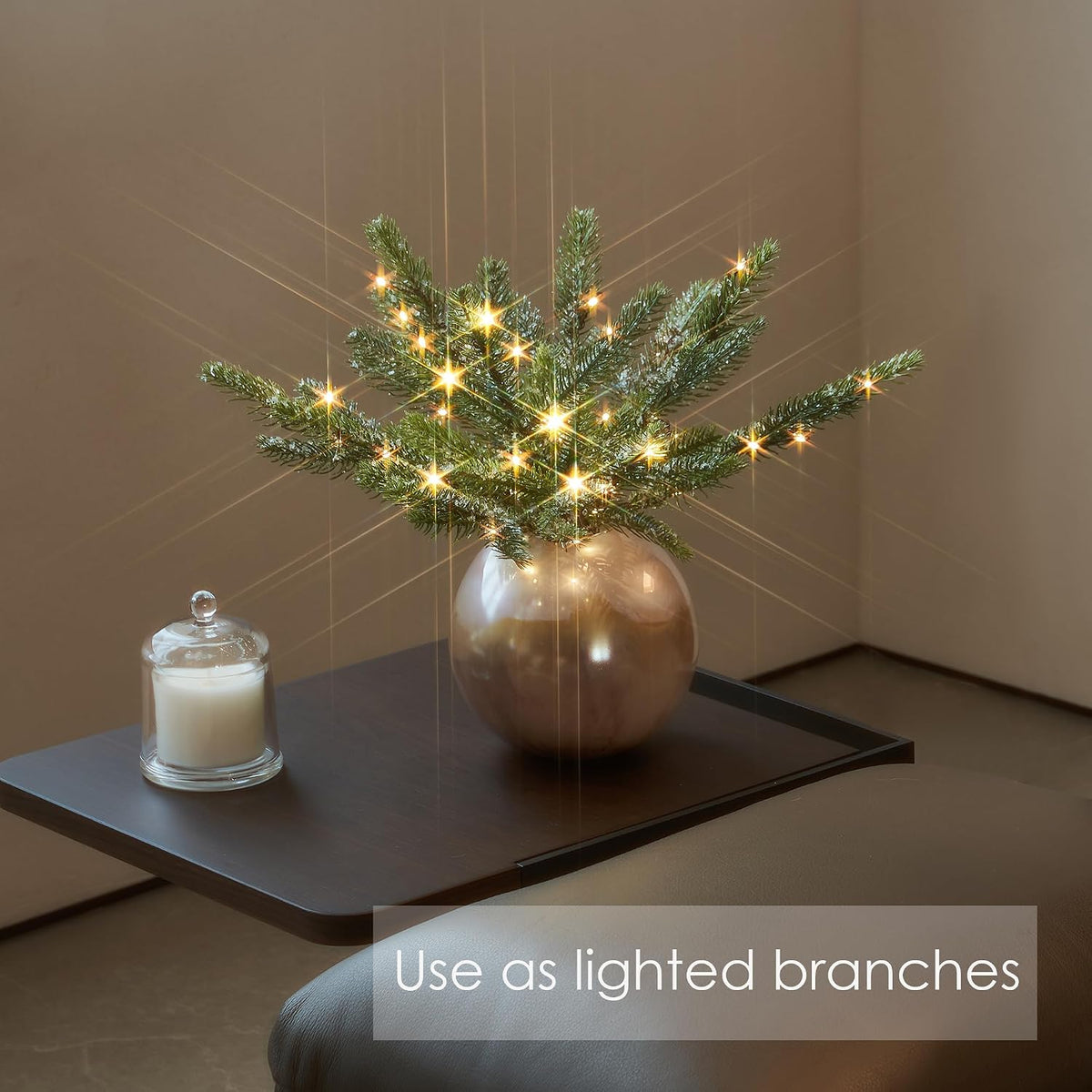 LITBLOOM 2 Pack Lighted Flocked Pine Snowflake Battery Operated with Timer 18IN, Lighted Pine Branches with 60 LED Lights for Home Window Wall Fireplace Mantle Christmas Decoration Indoor Outdoor