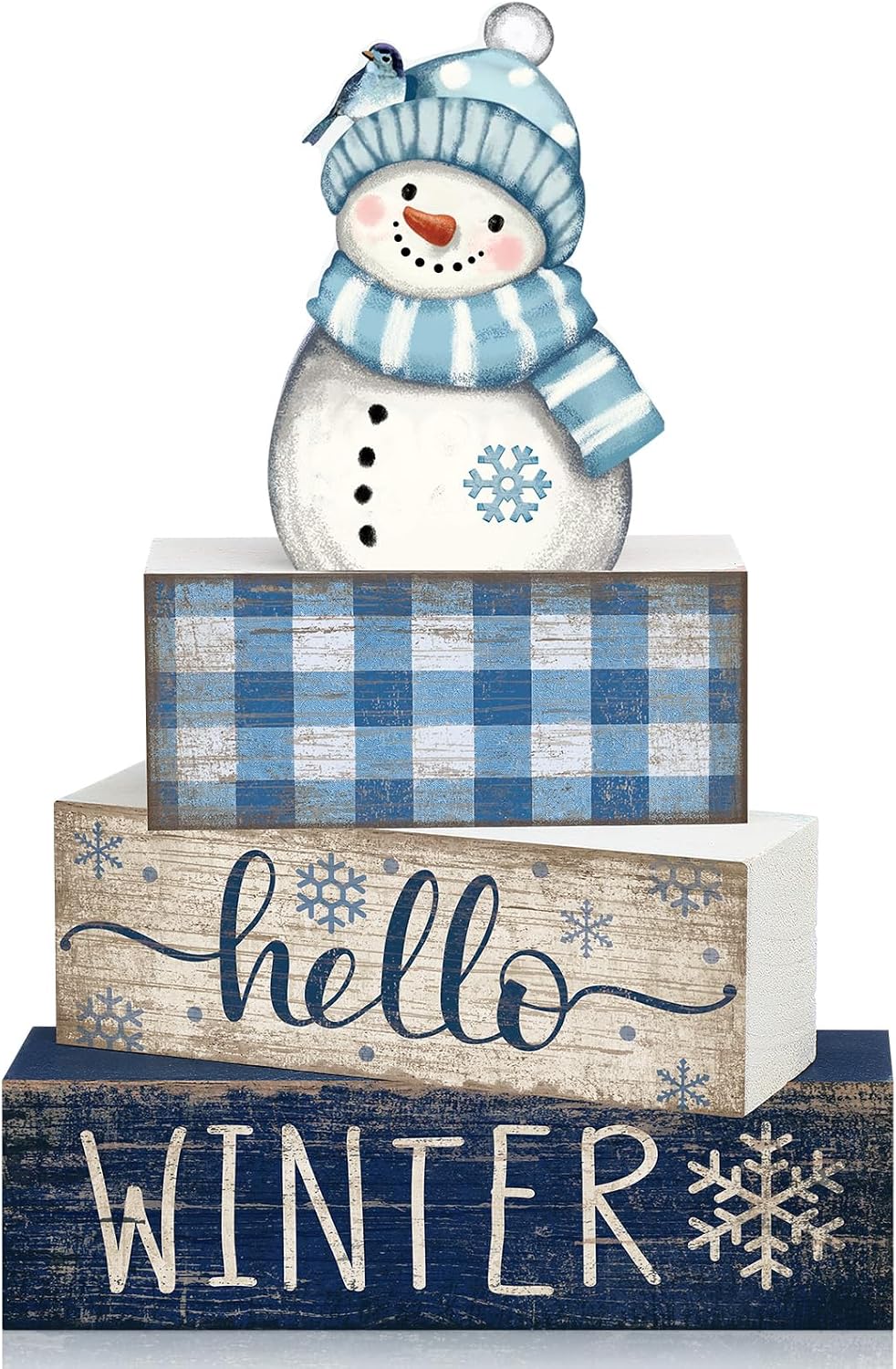 Moucuny 4 Pcs Christmas Table Decorations Indoor, Hot Cocoa Wood Block Sign