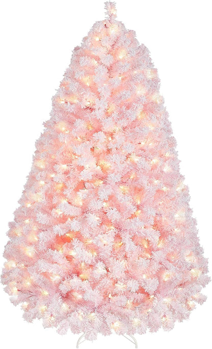 Yaheetech 6ft Pre-Lit Snow Flocked Artificial Christmas Tree, 250 Lights