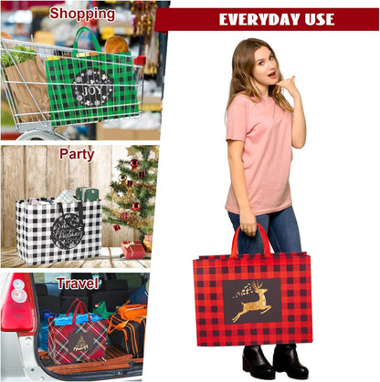 Heetobcos 12 Pack Christmas Gift Bags 13” Large Reusable Tote Bags