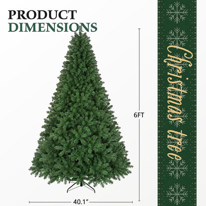 Artificial Christmas Tree,6FT Christmas with Over 1200 Branch Tips, Décor w/Easy Assembly