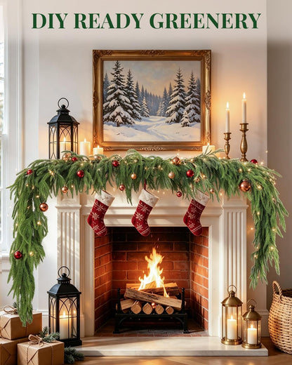 2 Pack 6 FT Norfolk Pine Garlands, Real Touch Christmas Decor