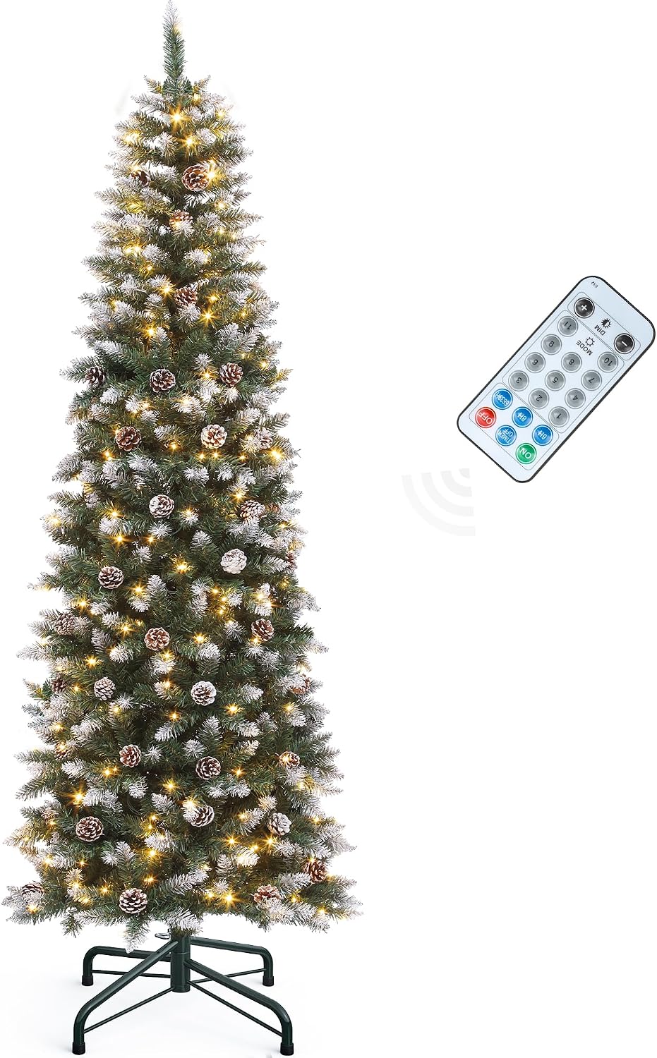 YITAHOME 6FT Prelit Green Fraser Fir Pencil Christmas Tree with Remote