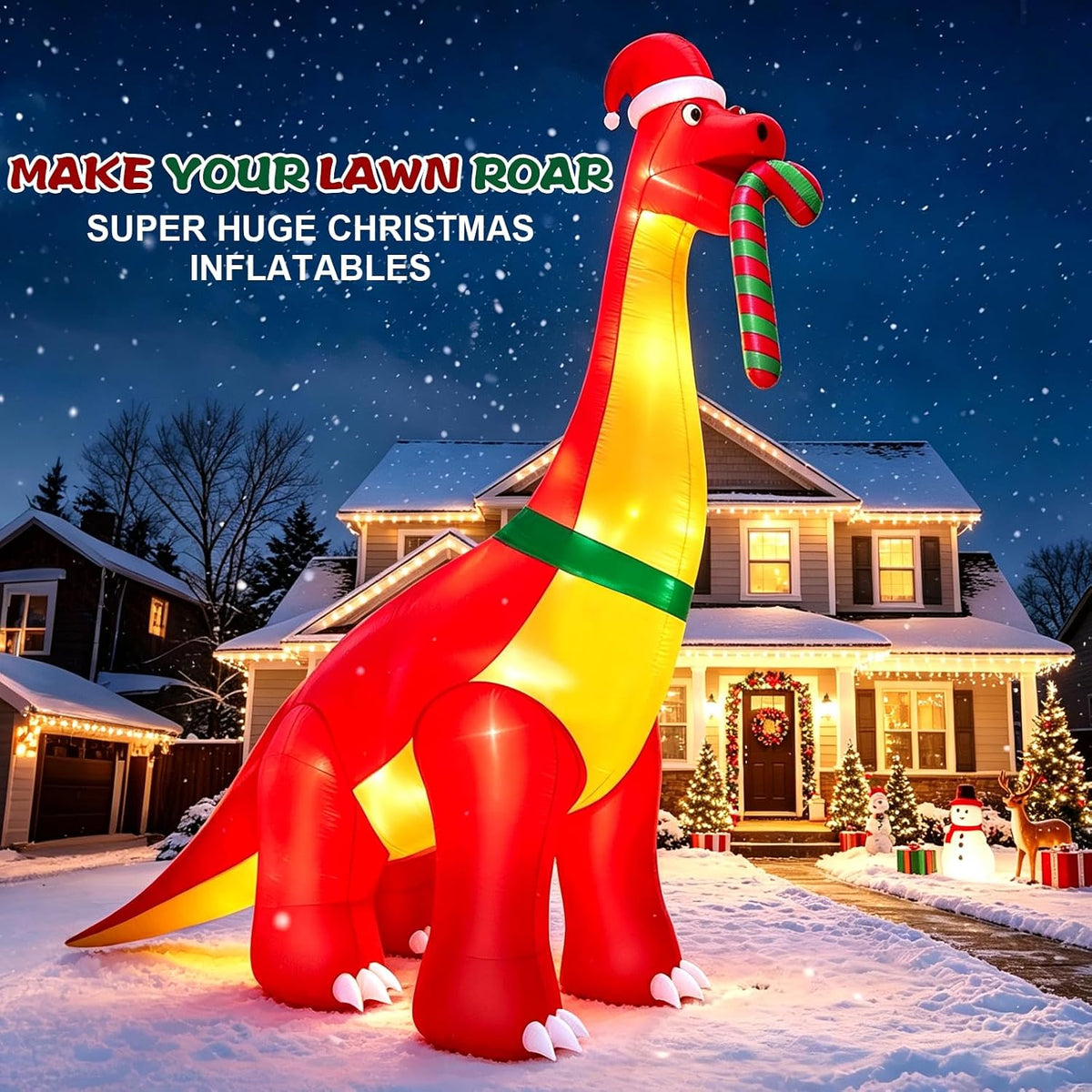 12 Ft Giant Christmas Inflatables Santa Dinosaur Outdoor Decorations