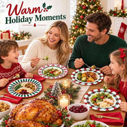 48pcs Christmas Paper Plates, 8.5 inch Xmas Party Plates Table Decorations