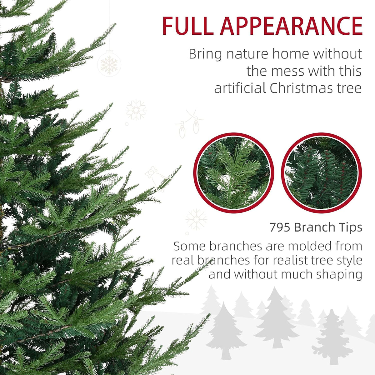 HOMCOM 6 Foot Artificial Christmas Tree, Nordic Pine, Green