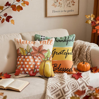 Christmas Decorations - Set of 4 Double-Sided Print Christmas Pillow Covers