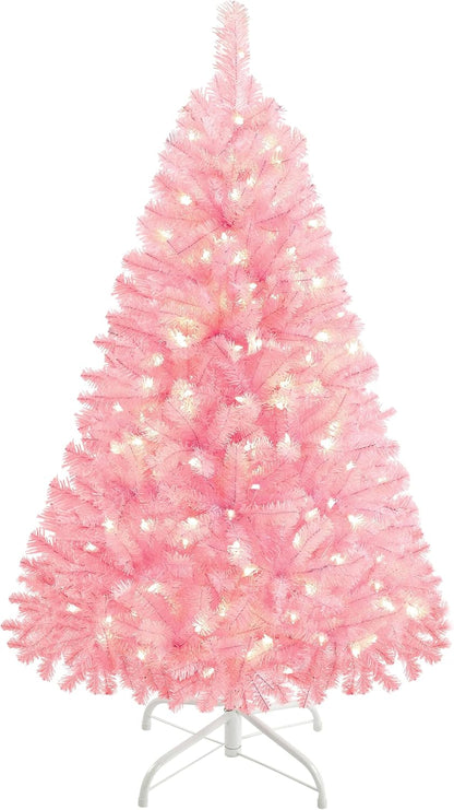 Yaheetech 4.5ft Pre-lit Christmas Tree with 150 Warm White Lights, Green