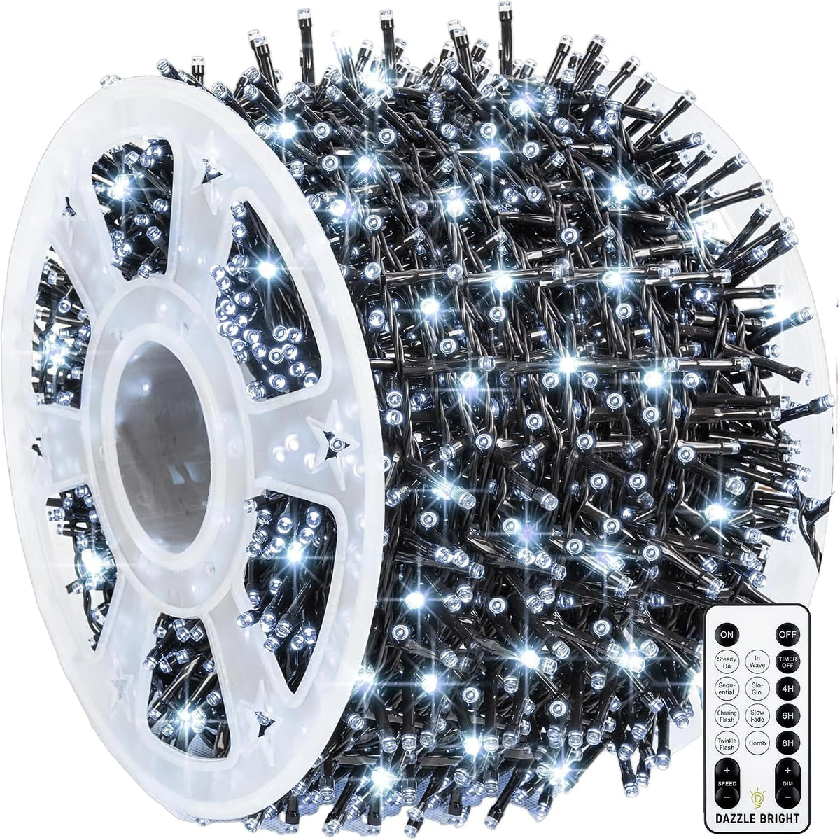 Dazzle Bright Outdoor Christmas String Lights, 1000 LED 328 FT Plug in Fairy Light with Remote Control 8 Modes & Timer, Waterproof Decoration for Home Garden Yard Xmas Wedding, Warm White
