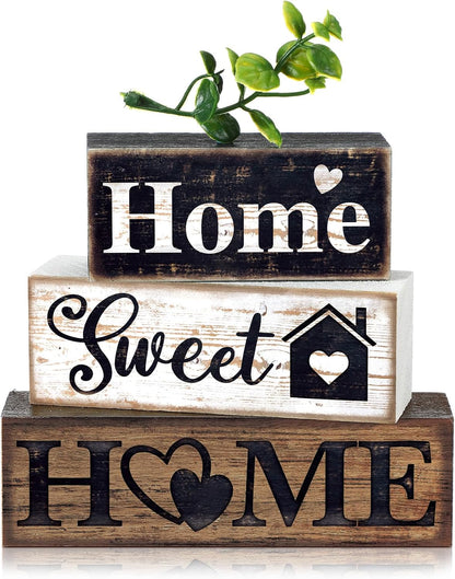 Moucuny 4 Pcs Christmas Table Decorations Indoor, Hot Cocoa Wood Block Sign