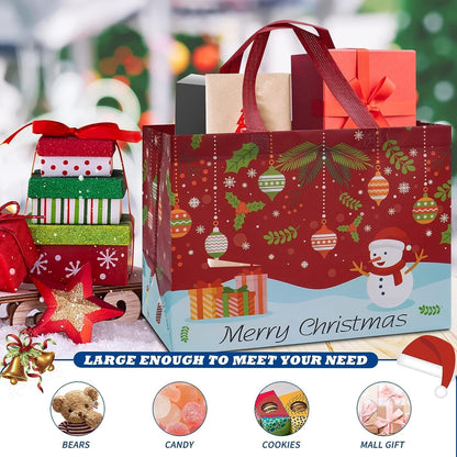 Heetobcos 12 Pack Christmas Gift Bags 13” Large Reusable Tote Bags