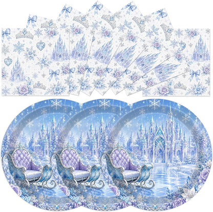 50PCS Christmas Plates and Napkins, 7 Inch Reindeer Dessert Plates