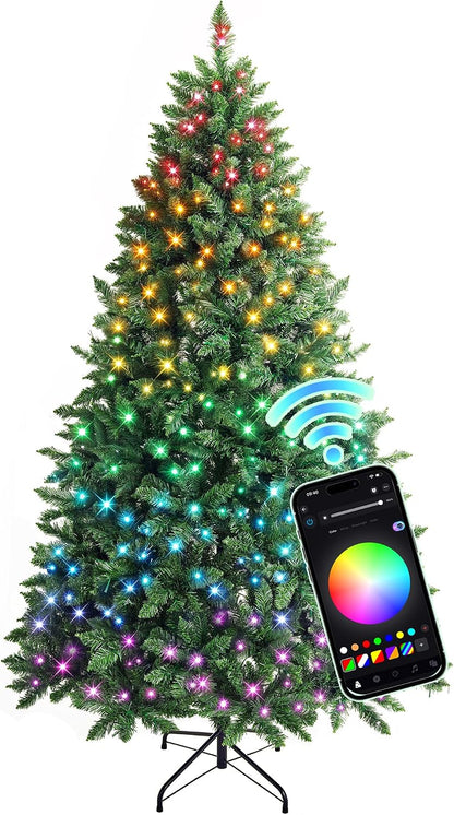 HOLLO STAR 6ft Prelit Christmas Tree, Multi-Color RGBW Lights,App Control