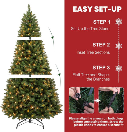 Hykolity 7 ft Prelit Artificial Christmas Tree with 300 Warm White LEDs