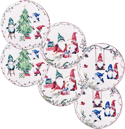 Bico Santa On The Way Scalloped Christmas Appetizer Plates Set of 6, 6 In