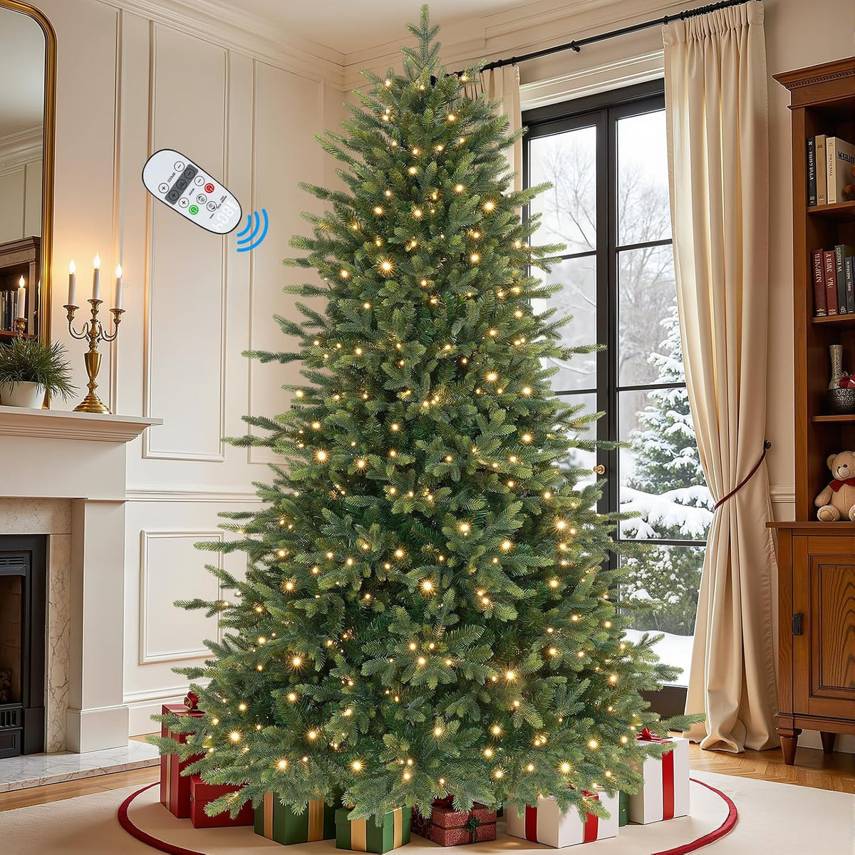 SHareconn 7.5ft Prelit Artificial Fir Christmas Tree with Dual Color Lights