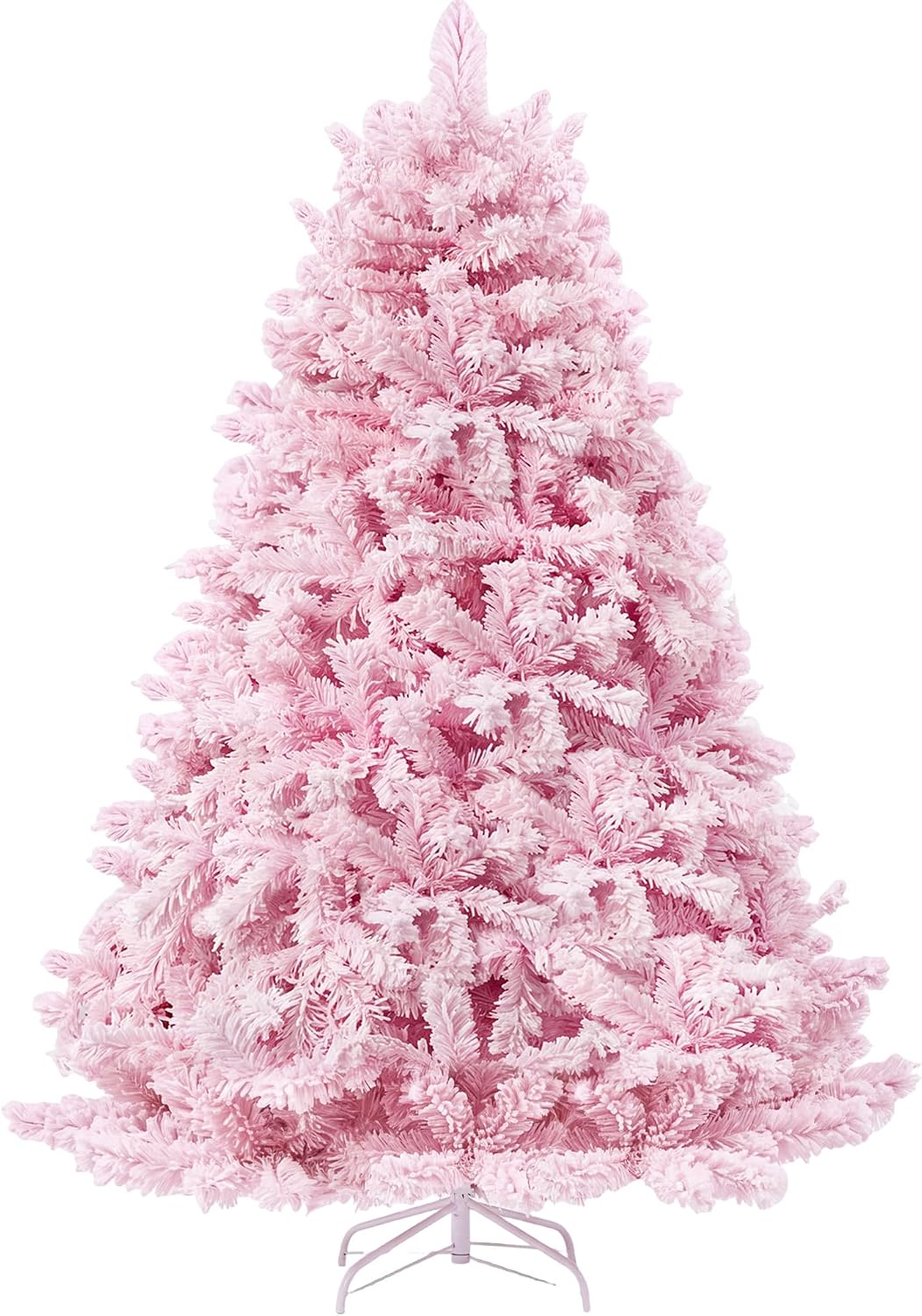 LUCKLIFE 6 ft Artificial Christmas Tree, Full PVC Unlit Christmas Tree with Champagne Gold Mesh Ribbon, Metal Stand, Easy Assembly for Home & Holiday Party Decor, Green