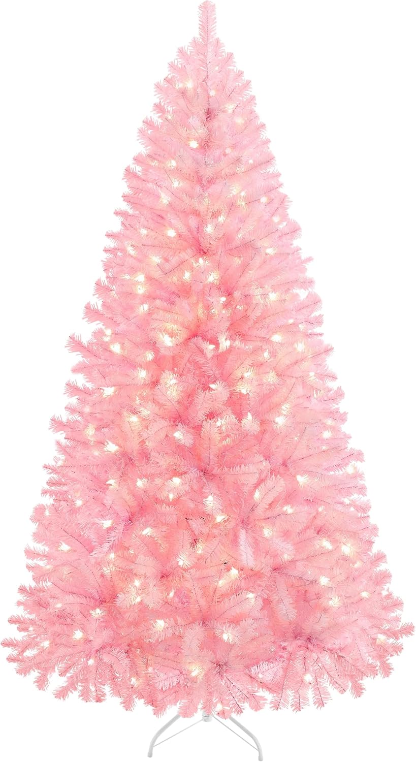 Yaheetech 4.5ft Pre-lit Christmas Tree with 150 Warm White Lights, Green
