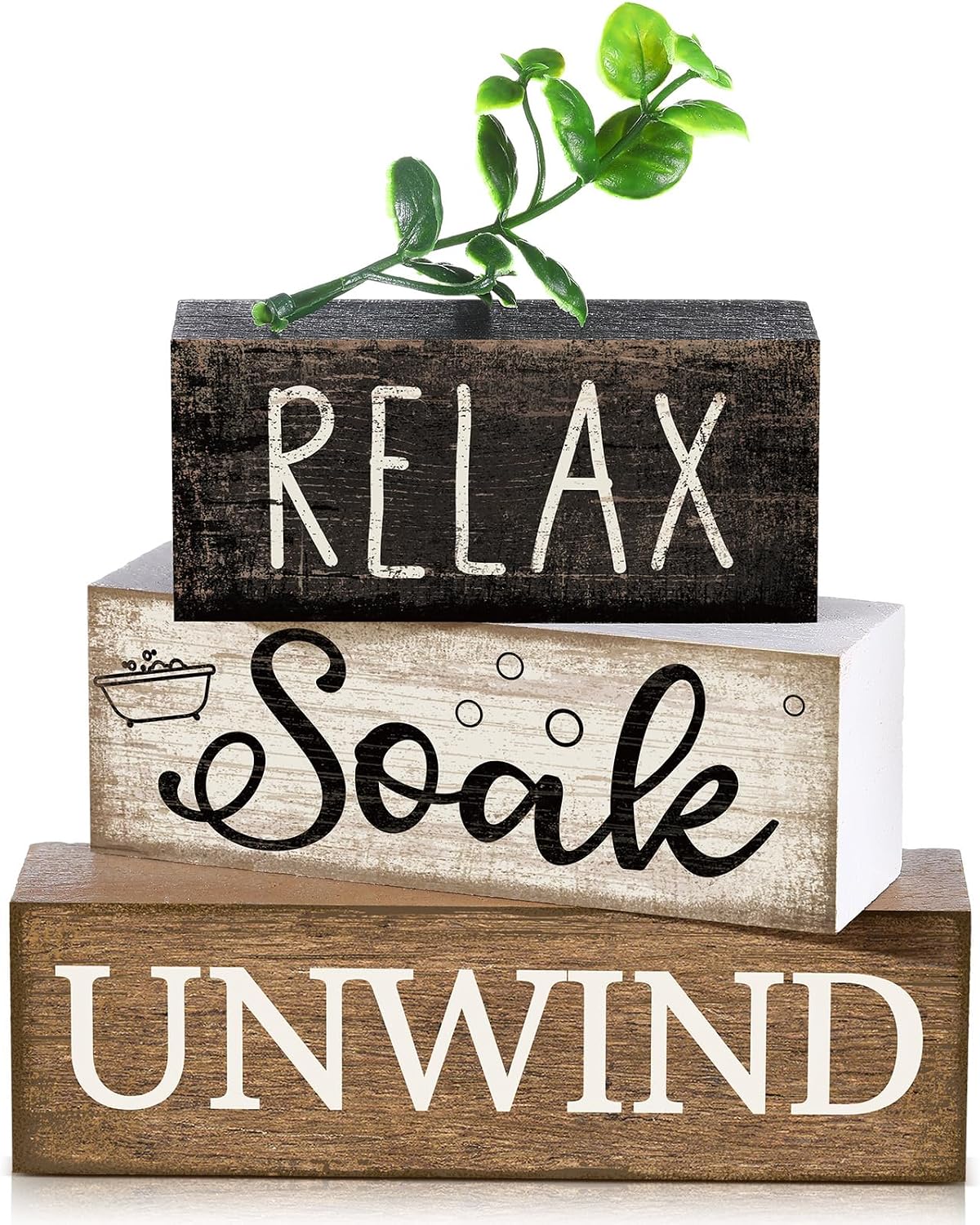 Moucuny 4 Pcs Christmas Table Decorations Indoor, Hot Cocoa Wood Block Sign