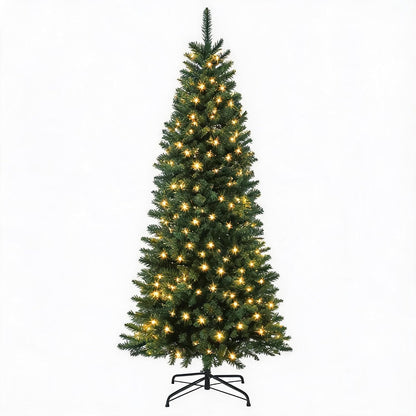 Garvee 6 ft Snow Flocked Pencil Christmas Tree, Slim Artificial Christmas Tree with Sturdy Metal Stand, Skinny Xmas Tree Holiday Decoration for Home, Office, Blue Gradient