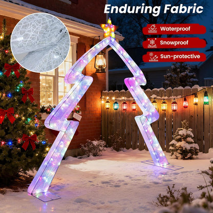Tangkula 8.8 FT Outdoor Lighted Christmas Tree-Shaped Archway with Top Star