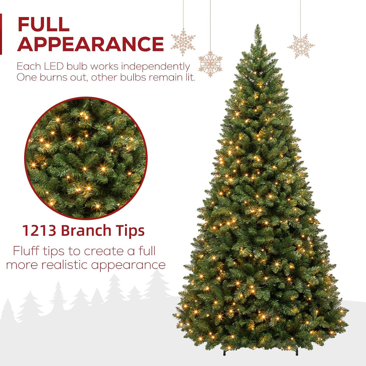 Hykolity 7 ft Prelit Artificial Christmas Tree with 300 Warm White LEDs