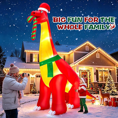 12 Ft Giant Christmas Inflatables Santa Dinosaur Outdoor Decorations