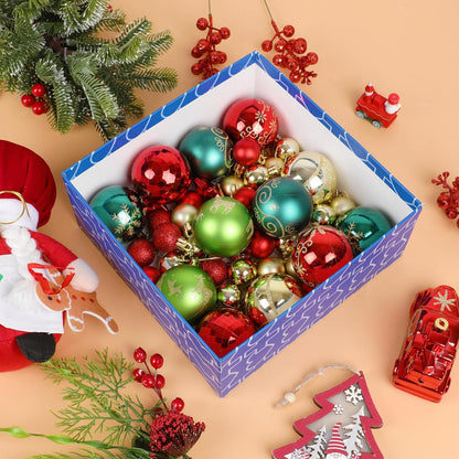 LOKIPA 44ct Christmas Ornaments, Shatterproof Red Green Gold Tree Balls Assorted Hanging Balls for Holidays Party Wedding Decoration (2.36Inch)