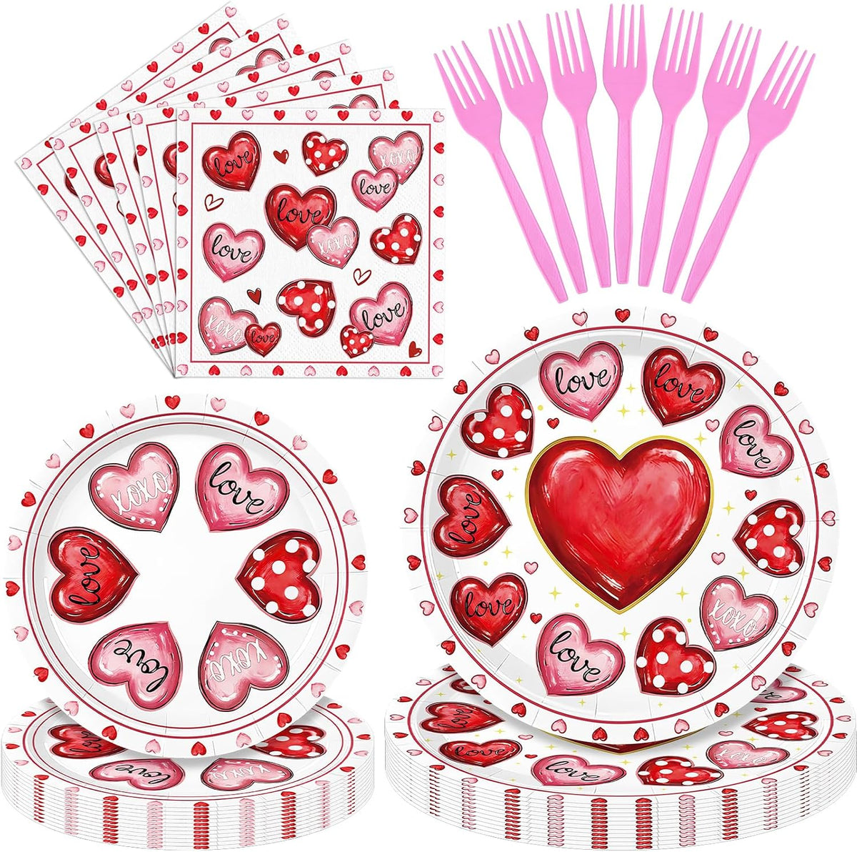 96 Pieces Christmas Poinsettia Tableware Set – Merry Christmas Disposable Plates, Napkins, Forks Party Supplies with Holiday Flower and Holly Designs for Xmas Parties Celebrations – Serves 24 Guests