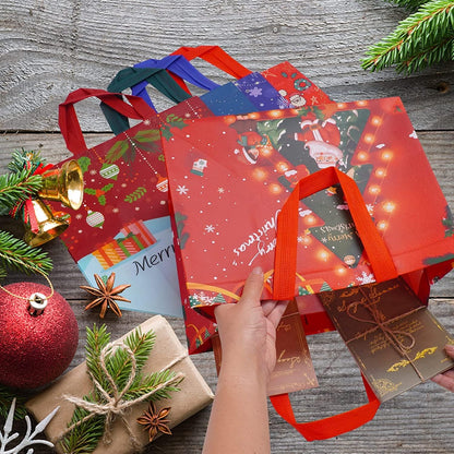 Heetobcos 12 Pack Christmas Gift Bags 13” Large Reusable Tote Bags