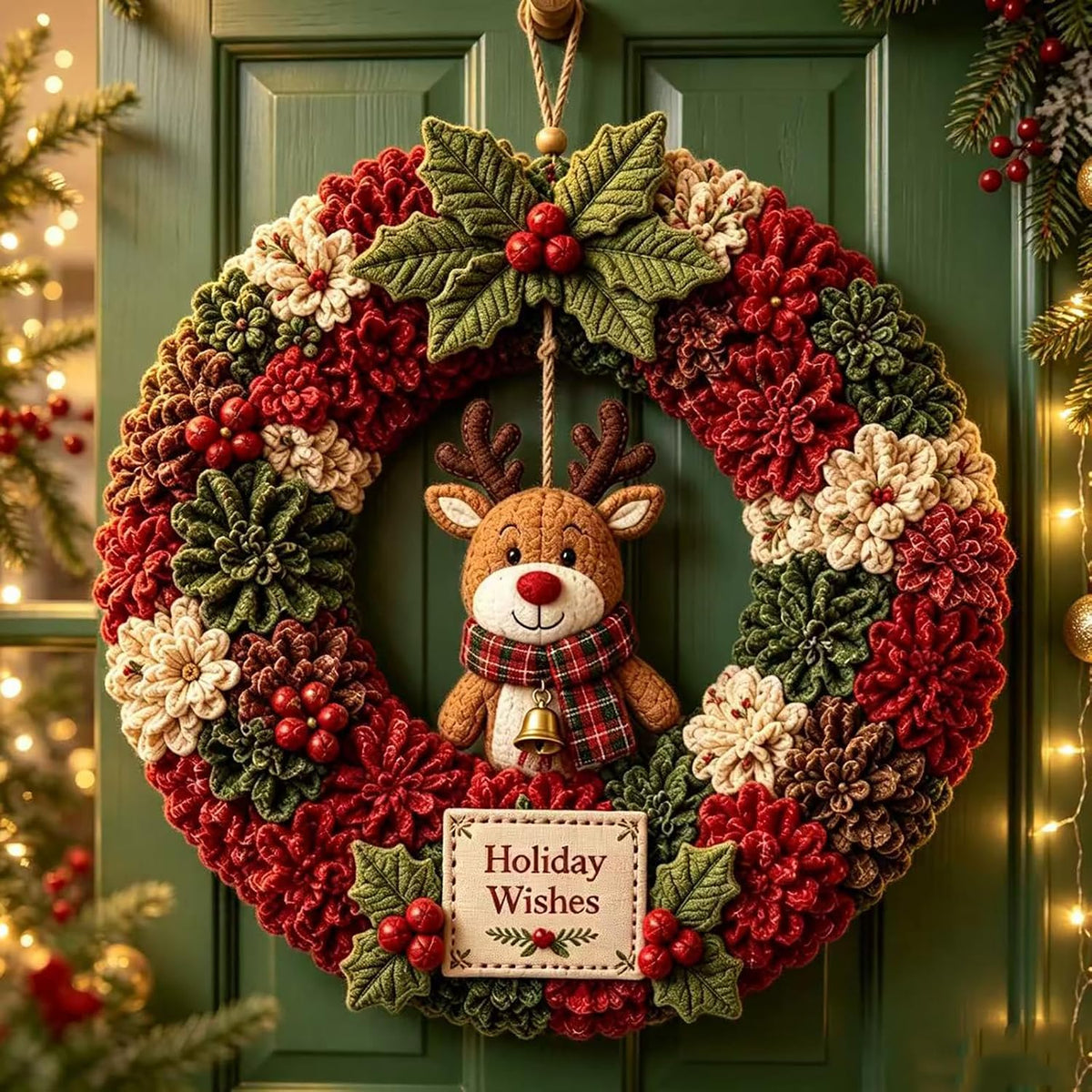 DIY Christmas Fabric Poke Wreath Kit,No-Sew Poke Art.（Christmas Stocking）